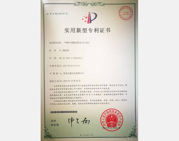 獨立透鏡式陣列LED霧燈專利